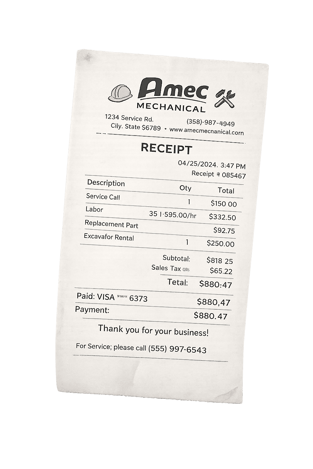 Sample receipt